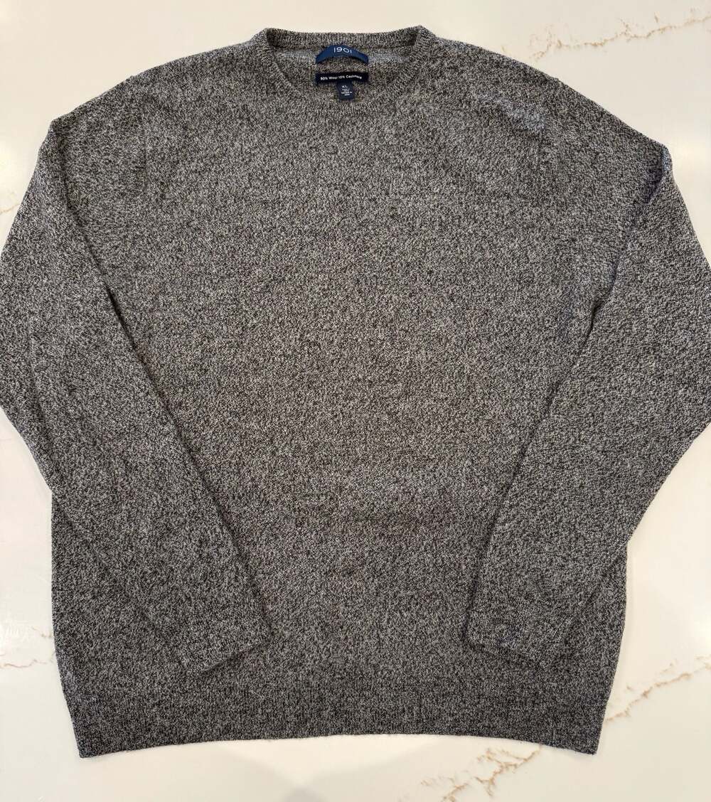 1901 Men's Gray Marled 90% Wool 10% Cashmere Crewneck Sweater